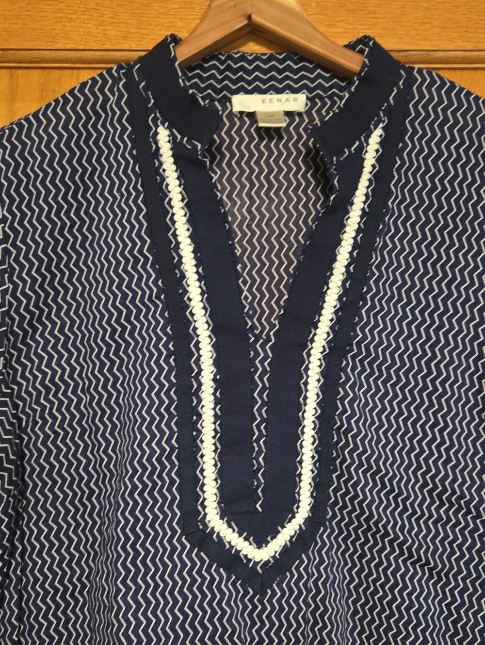 Kenar Navy and White Zigzag Long-Sleeve Tunic - Picture 3 of 5